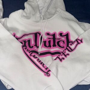 Von Dutch Hoodie and sweat pants in White with Pink Logo